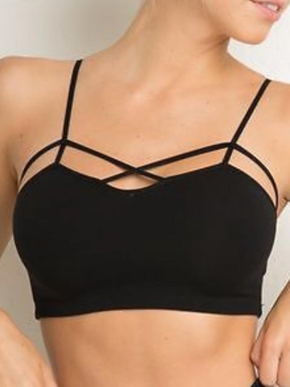 Brandy Melville Classic Black Criss Cross Crop Top / Bralette / Bandeau